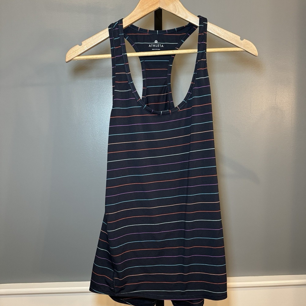 Athleta Black Striped Tank Top